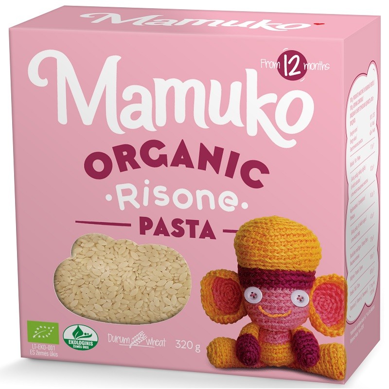 Paste din grau dur bio pt copii, in forma de graunte 320g Mamuko, 12+ luni