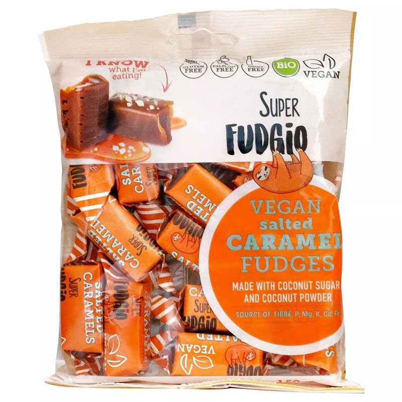 Caramele cu aroma de caramel sarat bio 150g Super Fudgio
