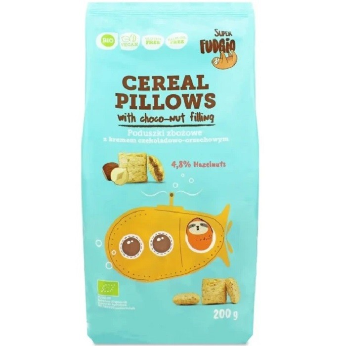 Cereale umplute cu ciocolata si alune de padure bio, fara gluten 200g Super Fudgio