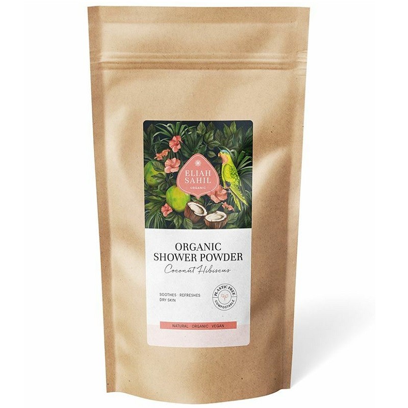 Gel de dus pudra cu cocos si hibiscus bio 250g refill Eliah Sahil