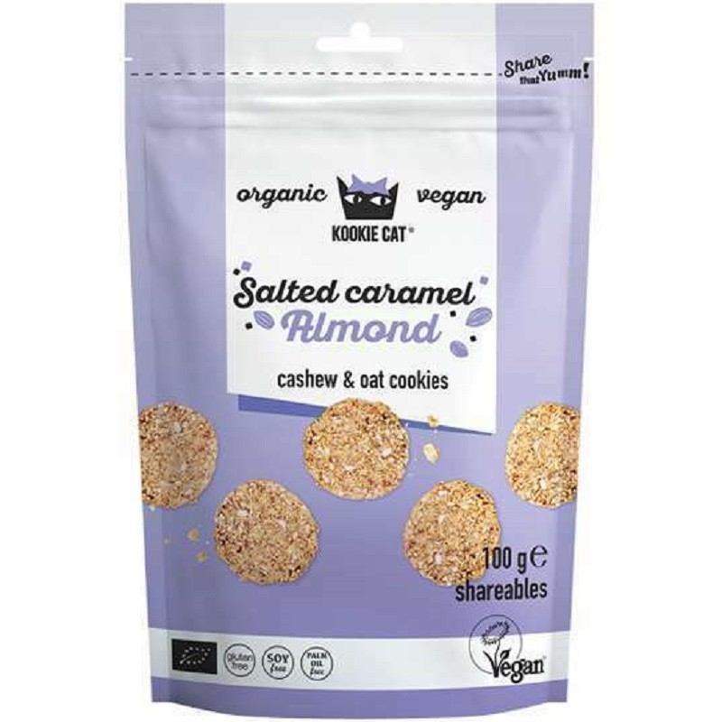 Cookie cu migdale si caramel sarat, fara gluten, bio 100g Kookie Cat