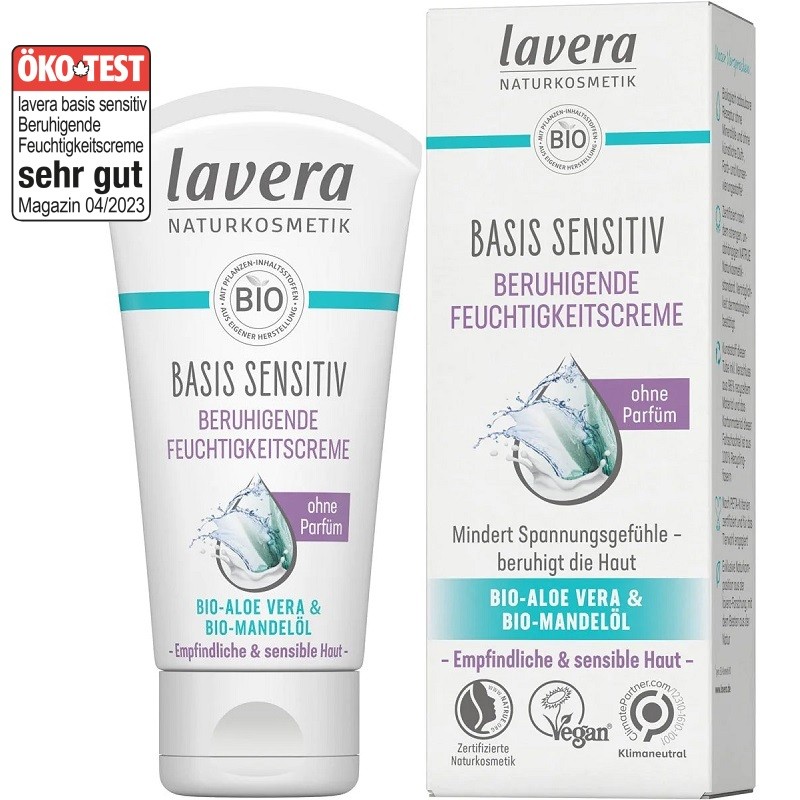 Crema hidratanta calmanta ten sensibil, fara parfum, bio vegan Basis Sensitiv 50ml Lavera