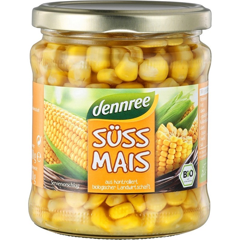 Porumb dulce bio, la borcan 330g Dennree