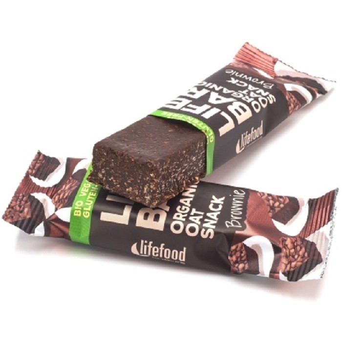 Baton de ovaz brownie bio raw vegan, fara gluten, fara zahar 40g Lifebar
