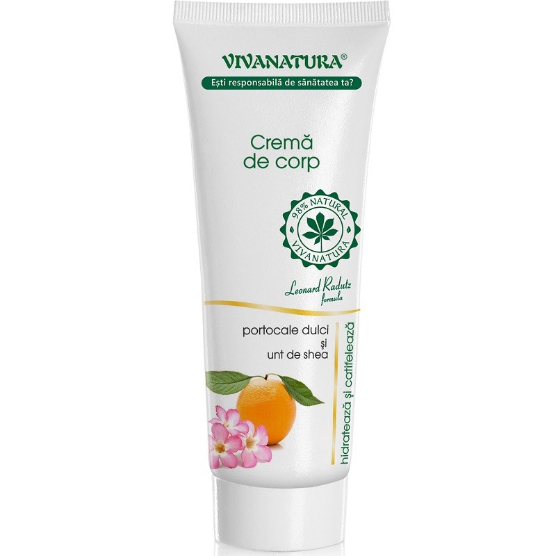 Crema de corp hidratanta cu portocale dulci si unt de shea, naturala 250ml VivaNatura