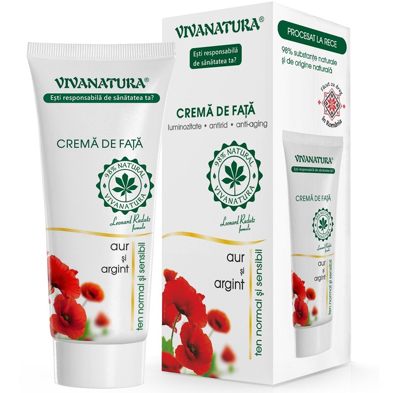 Crema de fata cu aur si argint pentru ten normal si sensibil, naturala 75ml VivaNatura