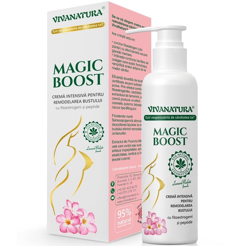 Crema intensiva pt remodelarea bustului cu fitoestrogeni si peptide Magic Boost 145ml VivaNatura
