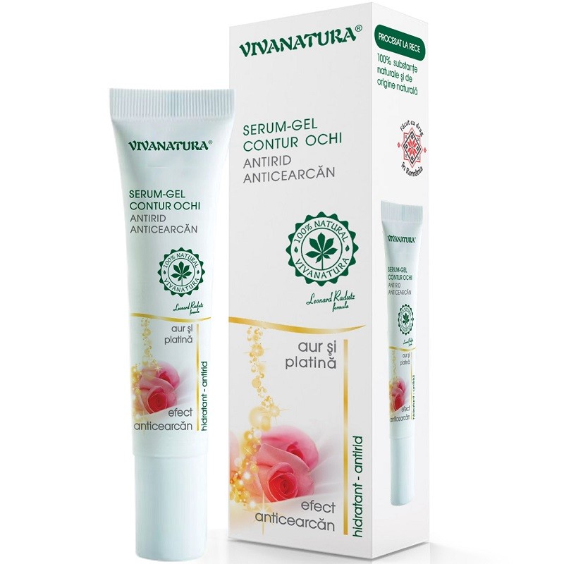 Gel contur ochi antirid si anticearcan cu aur, natural 15ml VivaNatura