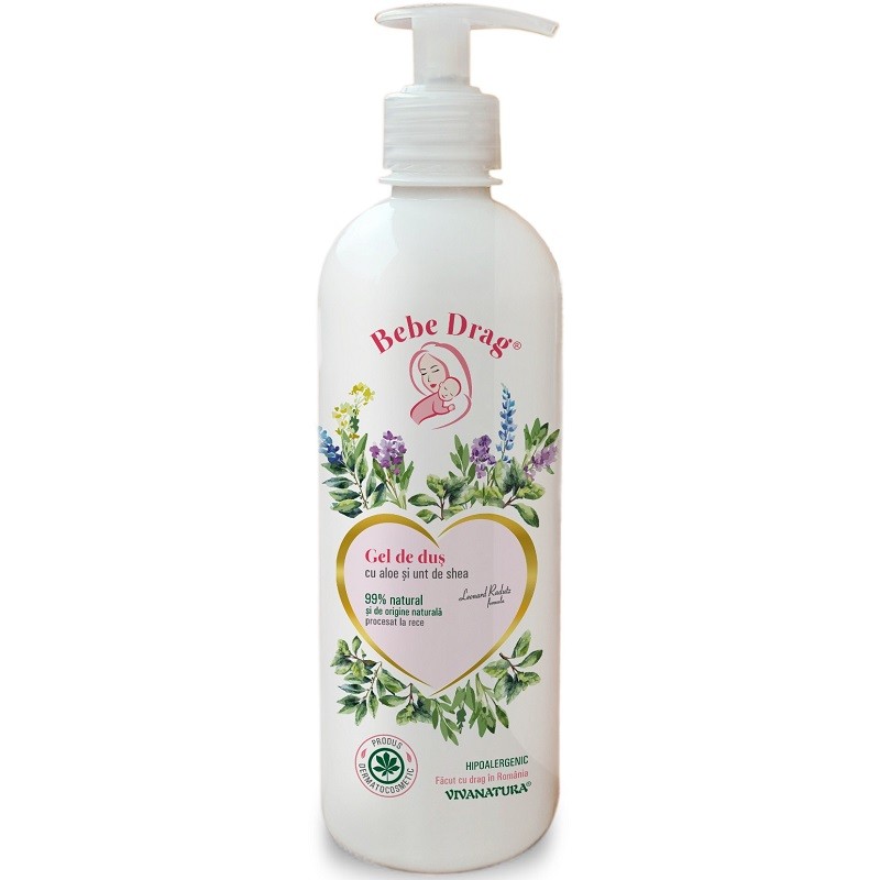 Gel de dus cu aloe si unt de shea, natural 500ml Bebe Drag VivaNatura