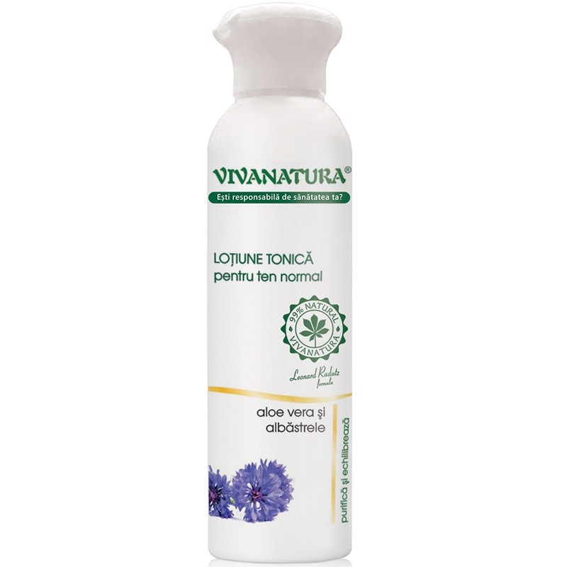 Lotiune tonica cu aloe vera si albastrele pentru ten normal, naturala 150ml VivaNatura