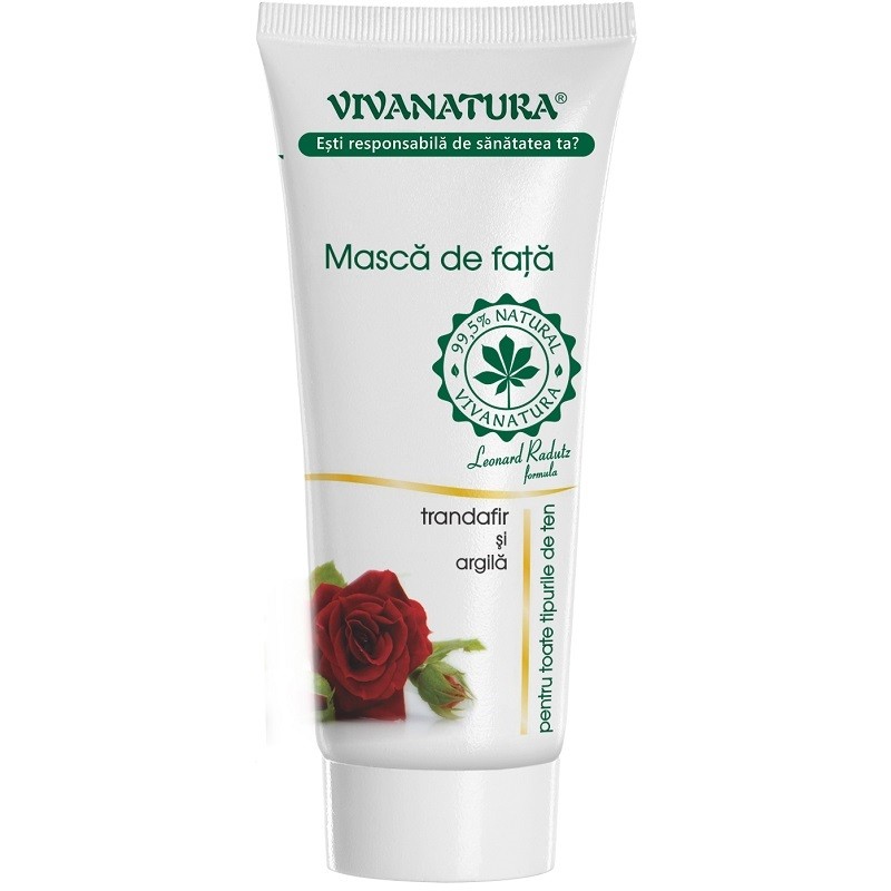 Masca de fata cu trandafir si argila pentru toate tipurile de ten, naturala 75ml VivaNatura