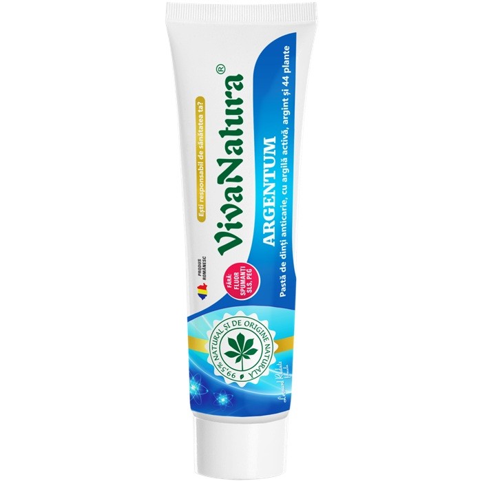 GennaDent Argentum Pasta de dinti naturala cu argila si argint, fara fluor 150ml VivaNatura