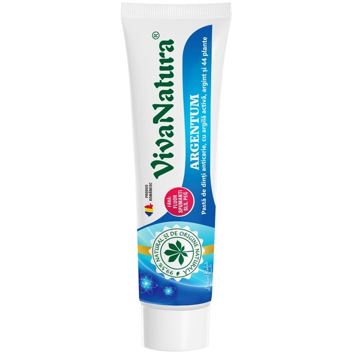 GennaDent Argentum Pasta de dinti naturala cu argila si argint, fara fluor 80ml VivaNatura