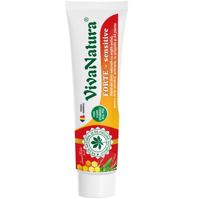 GennaDent Forte Pasta de dinti naturala cu argila si propolis, fara fluor 80ml VivaNatura