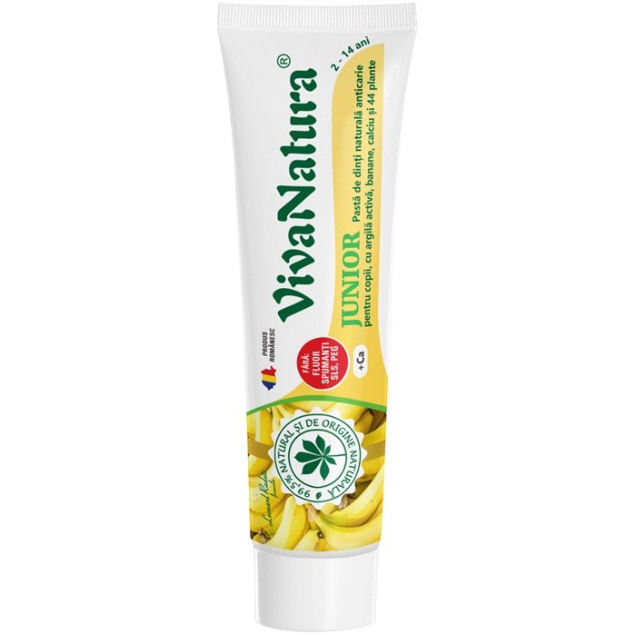 GennaDent Junior Pasta de dinti naturala pentru copii cu argila si banane, fara fluor 80ml VivaNatura
