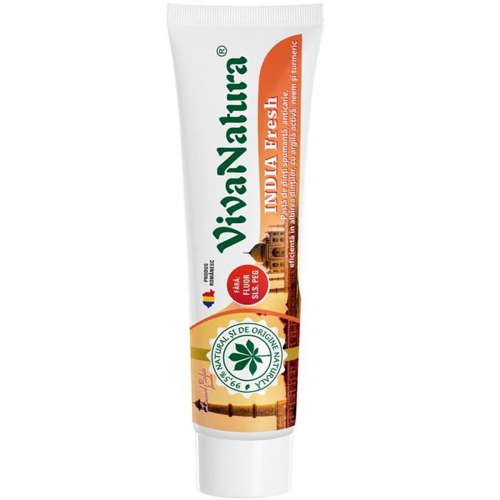 GennaDent India Fresh Pasta de dinti naturala cu Neem si Turmeric, fara fluor 80ml VivaNatura