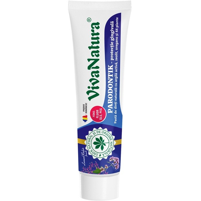 GennaDent Parodontik Pasta de dinti naturala cu argila, zeolit si oregano, fara fluor 80ml VivaNatura