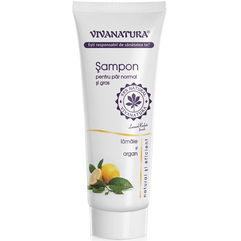 Sampon cu lamaie si argan pentru par normal si gras, natural 250ml VivaNatura