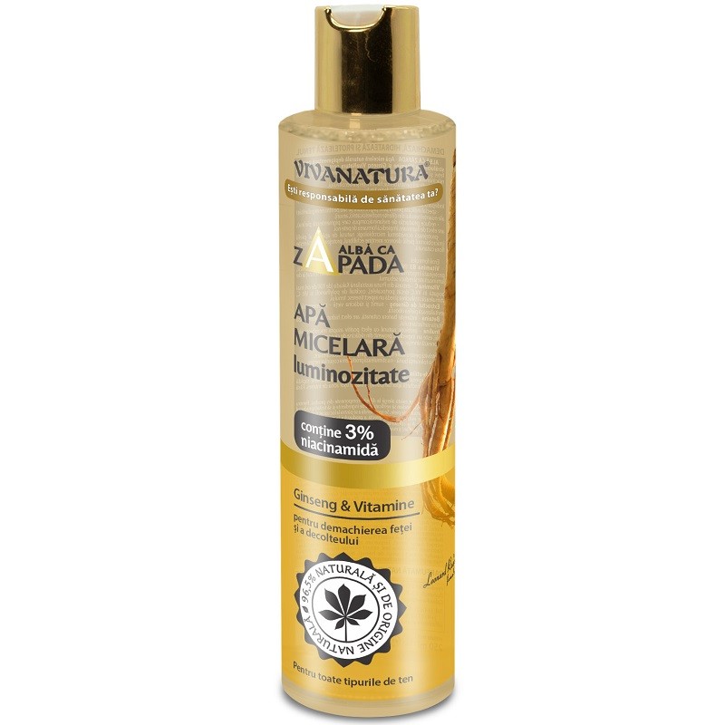 Apa micelara pentru luminozitate cu ginseng si vitamine 250ml Vivanatura