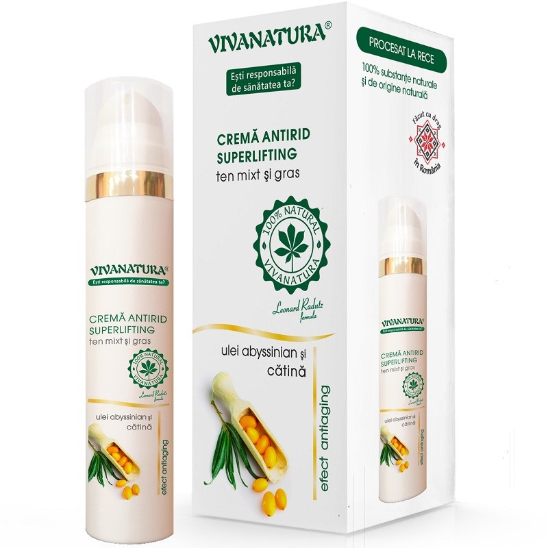 Crema antirid superlifting pt ten mixt si gras, naturala 45 ml Vivanatura