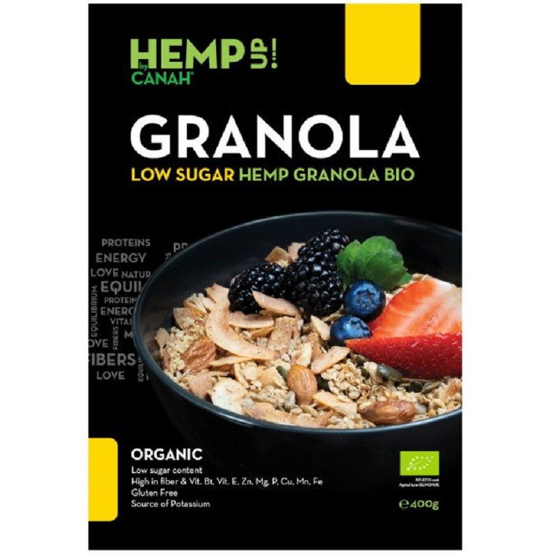 Granola Low Sugar cu canepa bio 400g Canah