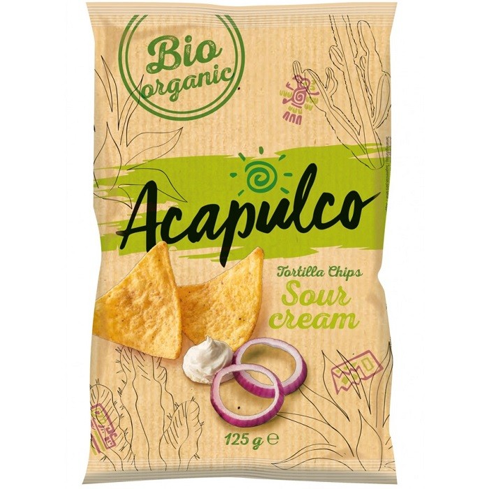 Tortilla chips cu smantana si ceapa bio 125g Acapulco