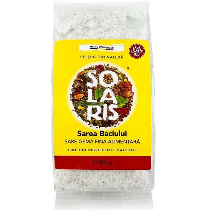 Sarea baciului, fara iod (Salina Ocna Dej Romania) 500g Solaris Plant