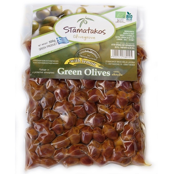 Masline verzi vidate bio 500g Stamatakos Grecia