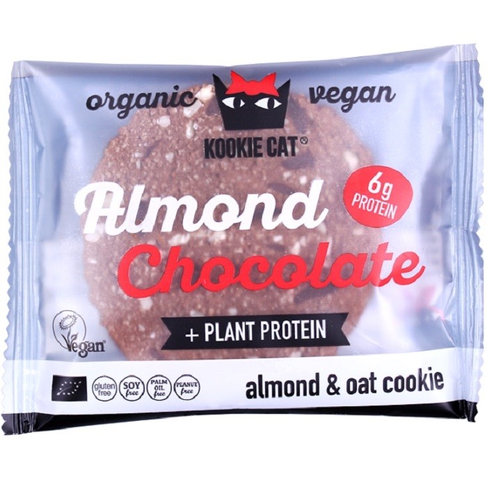 Cookie cu migdale si ciocolata neagra bio vegan, fara gluten 50g Kookie Cat