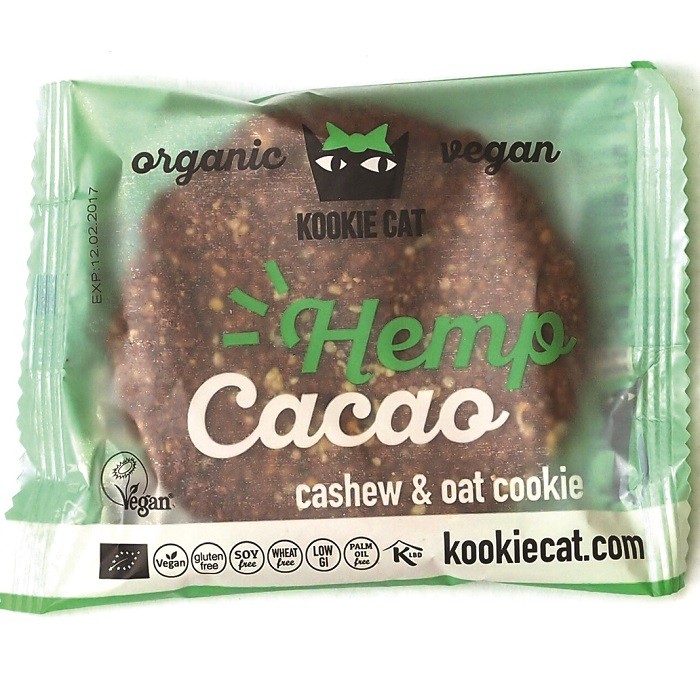 Cookie cu seminte de canepa si cacao bio vegan, fara gluten 50g Kookie Cat