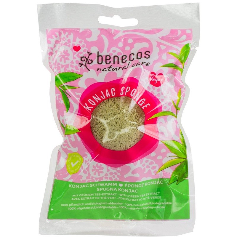 Burete Konjac cu ceai verde pentru ten mixt sau uscat, Benecos
