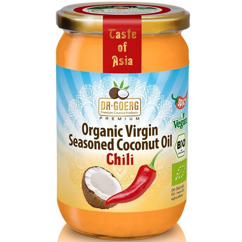 Ulei de cocos condimentat cu chilli bio, vegan 190ml Dr Goerg