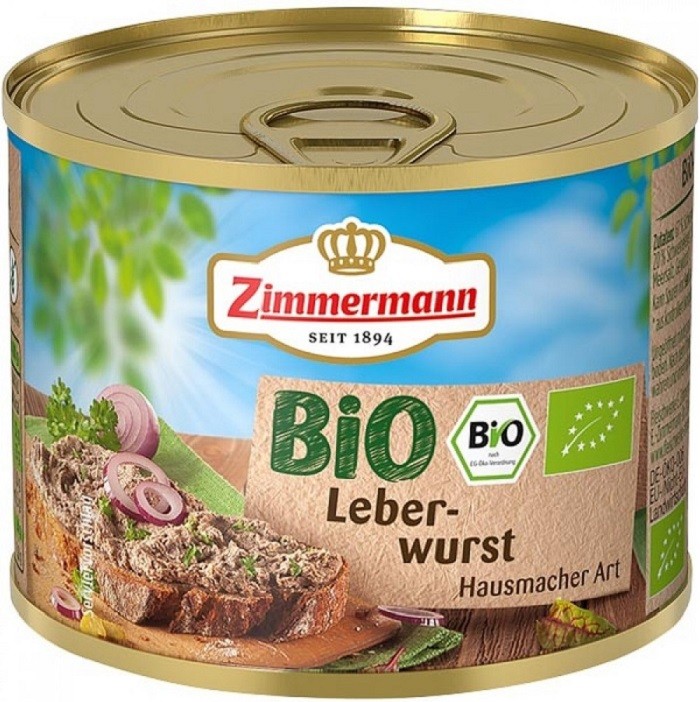 Pate de ficat si carne de porc bio, fara gluten 200g Zimmermann