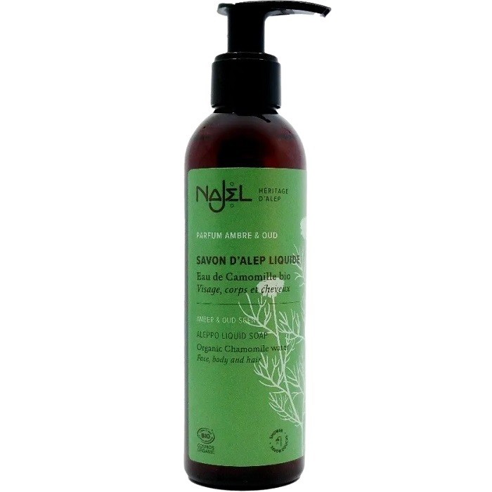 Sapun de Alep lichid bio cu ambra si oud 200ml Najel