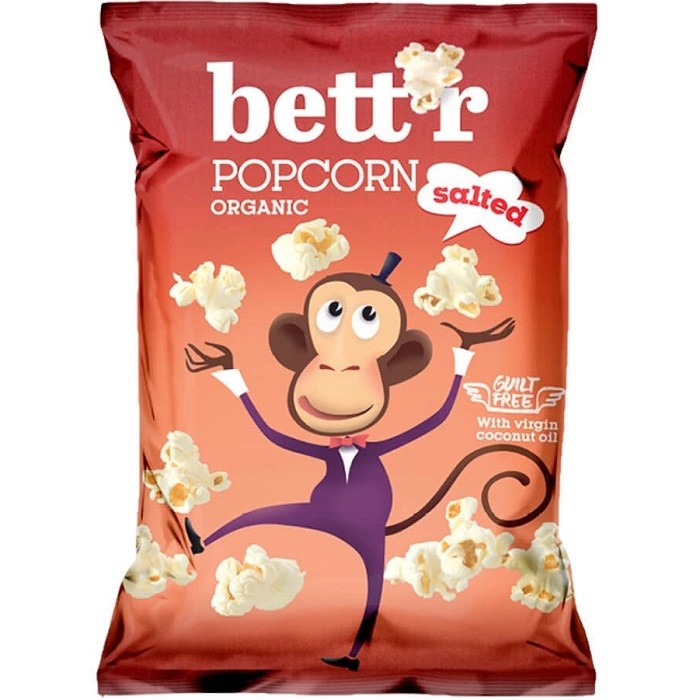 Popcorn cu sare bio, fara gluten 60g Bettr