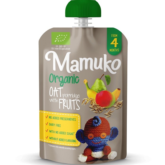 Porridge de ovaz cu fructe bio, fara zahar 100g Mamuko