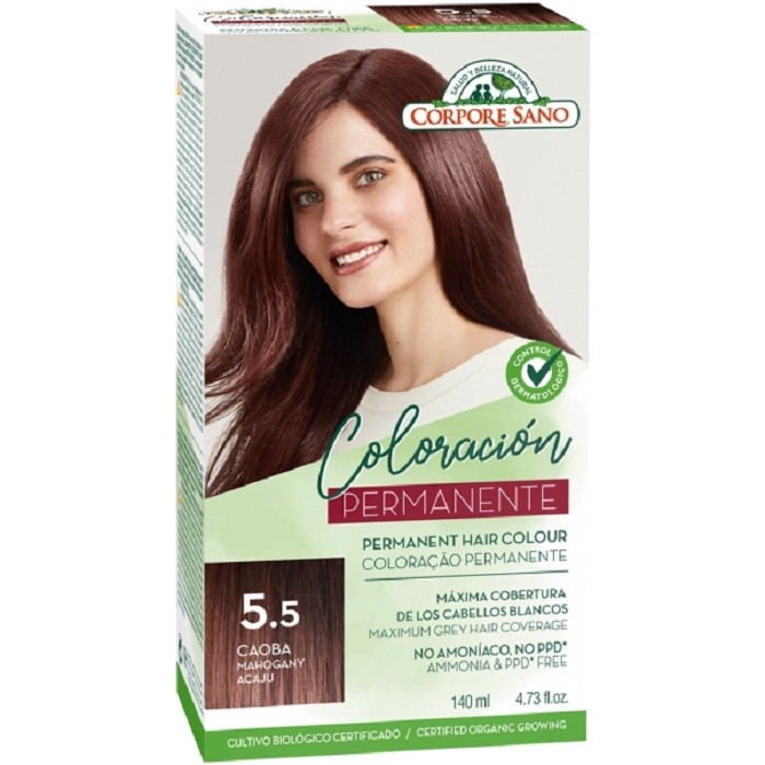 Vopsea de par permanenta, fara amoniac nr 5.5 Mahon 140ml Corpore Sano