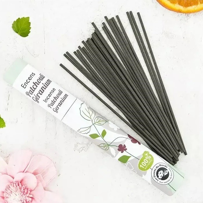 Betisoare parfumate naturale japoneze cu patchouli si geraniu 30 buc Aromandise