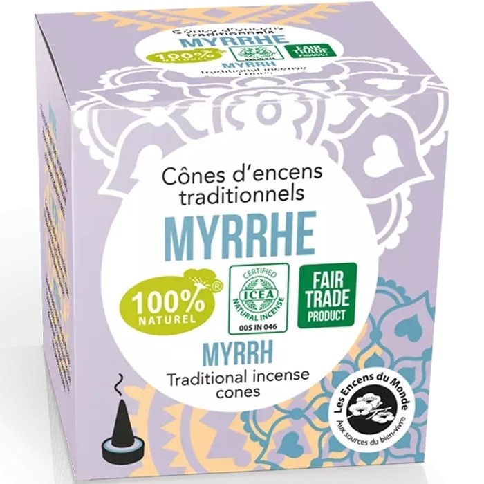 Conuri parfumate naturale indiene cu smirna 12 buc Aromandise