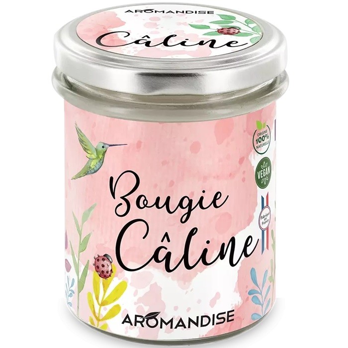 Lumanare parfumata naturala Caline (imbratisare), vegana 150g Aromandise
