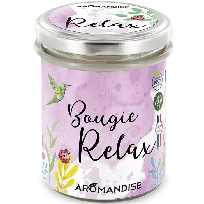 Lumanare parfumata naturala Relax, vegana 150g Aromandise