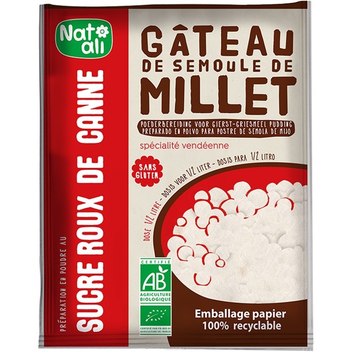 Budinca din gris de mei bio cu extract de vanilie 70g Nat-Ali