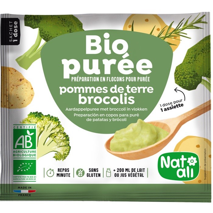Piure instant de cartofi si broccoli bio, fara gluten 30g Nat-Ali