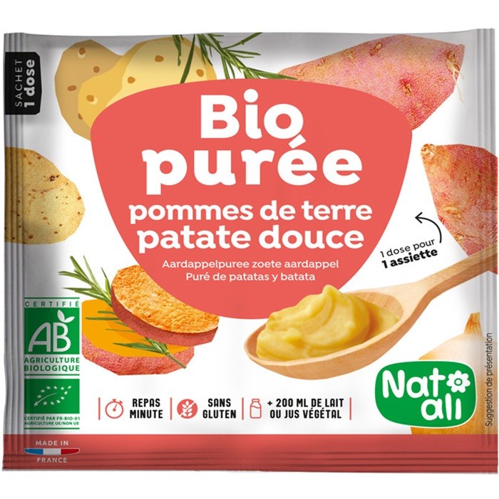 Piure instant de cartofi si cartofi dulci bio, fara gluten 30g Nat-Ali