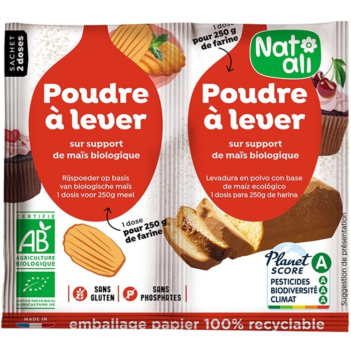 Praf de copt bio, fara gluten, fara fosfati 2x7g Nat-Ali