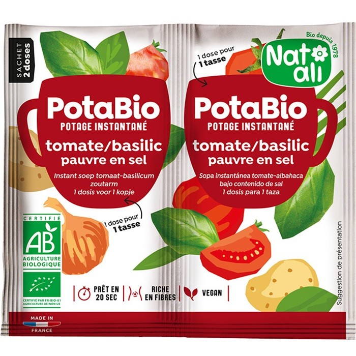 Supa instant cu rosii, busuioc si legume bio, vegan 2x8.5g Nat-Ali