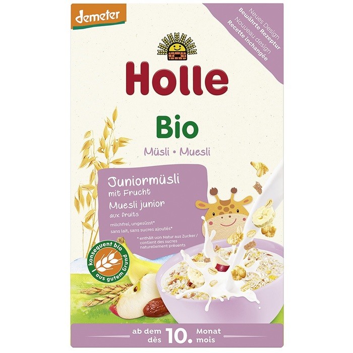 Musli junior cu cereale si fructe bio pentru copii, +10 luni 250g Holle