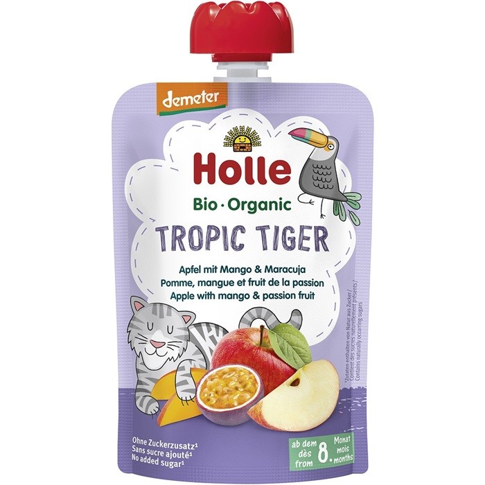 Piure bio de mere cu mango si fructul pasiunii bio, pentru copii, +8 luni 100g Holle