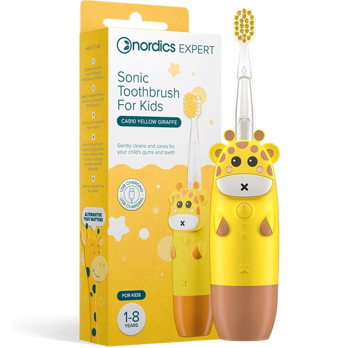 Periuta de dinti electrica pentru copii 1-8 ani, galbena Nordics