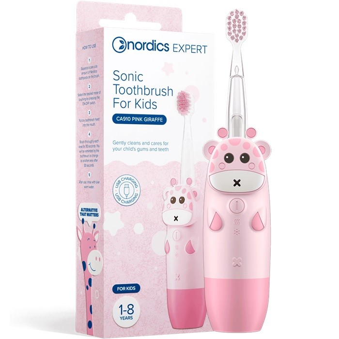 Periuta de dinti electrica pentru copii 1-8 ani, roz Nordics